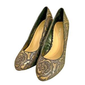 Nine West High Heel Platform Pumps Black & Gold 7M